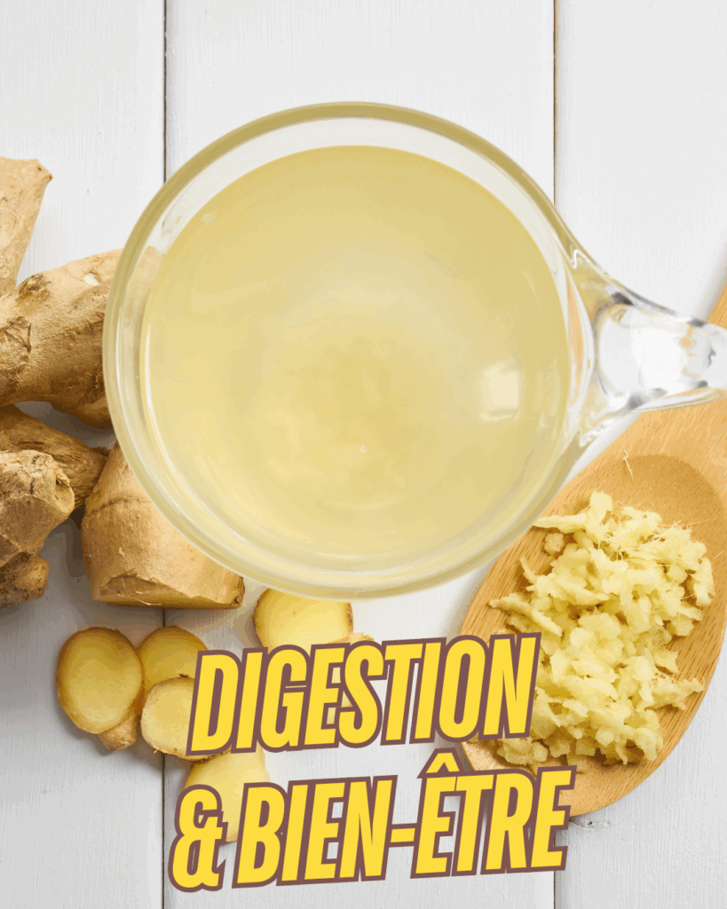 Boisson detox au citron et gingembre, idéale pour améliorer la digestion naturellement et aider la perte de poids